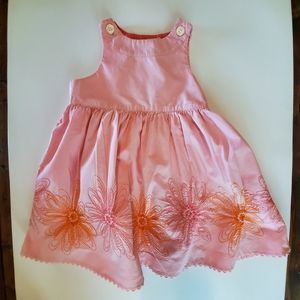 Baby Gap pink floral embroidery dress, sz 12-18 m